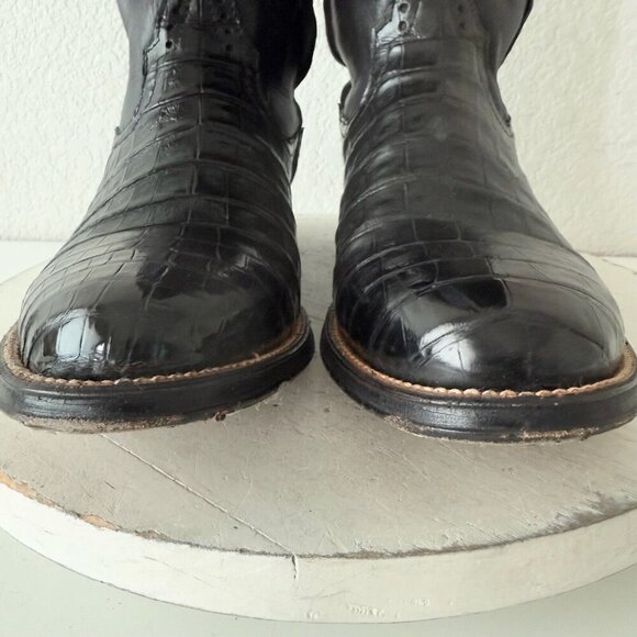 Rod Patrick Womens Cowboy Boots Black Caiman Leather Size Left 9.5B Right 10B - Picture 8 of 13